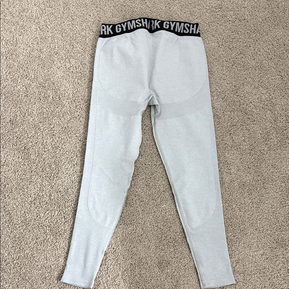 Gymshark Light Gray Leggings with Black Waistband - Picture 2 of 3